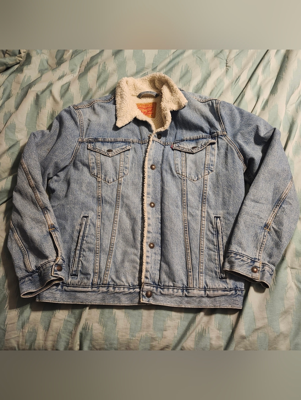 Vintage Levi's 90's Trucker Denim Jacket Sherpa Lined Insulated Men's Size XL